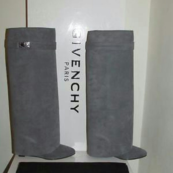 GIVENCHY Shark Lock Pant Leg Fold-Over Knee Boots - Picture 2 of 4